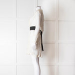 Maje Cream Lace Black Belt Sheer Mini Dress
