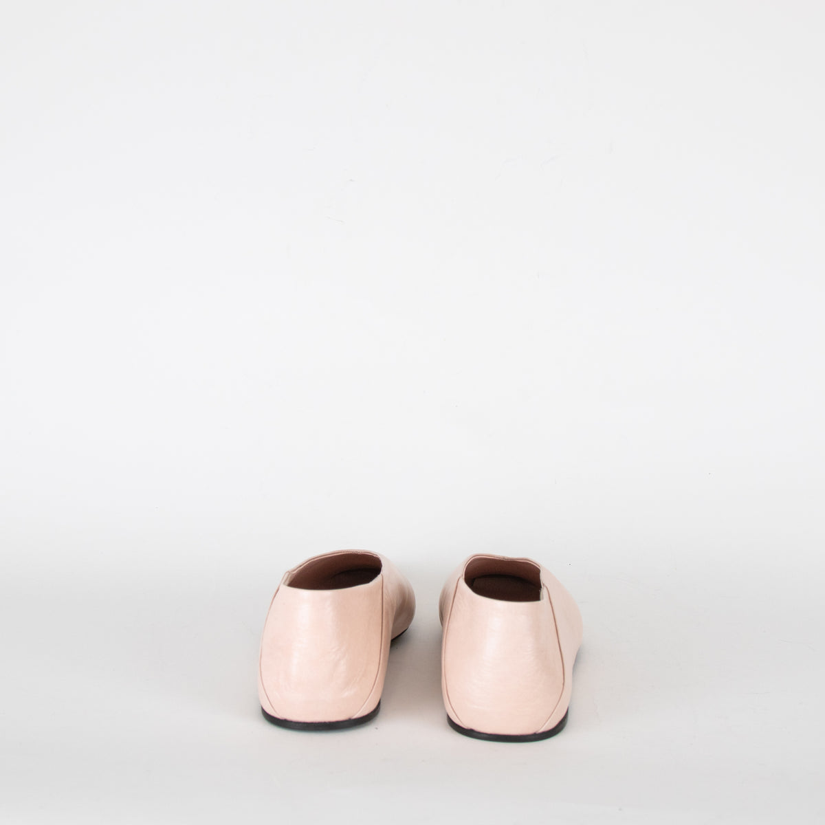Jil Sander Pale Pink Leather Square Toes Flat Pumps