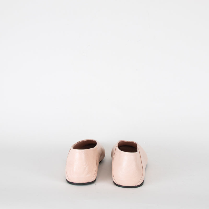 Jil Sander Pale Pink Leather Square Toes Flat Pumps
