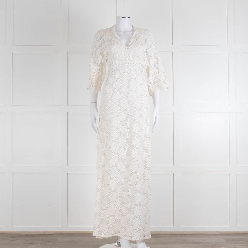 Ba&sh Cream Crochet Lace Long Dress