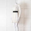 Maje Cream Lace Black Belt Sheer Mini Dress
