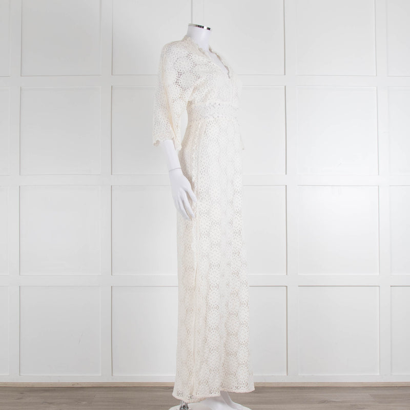 Ba&sh Cream Crochet Lace Long Dress