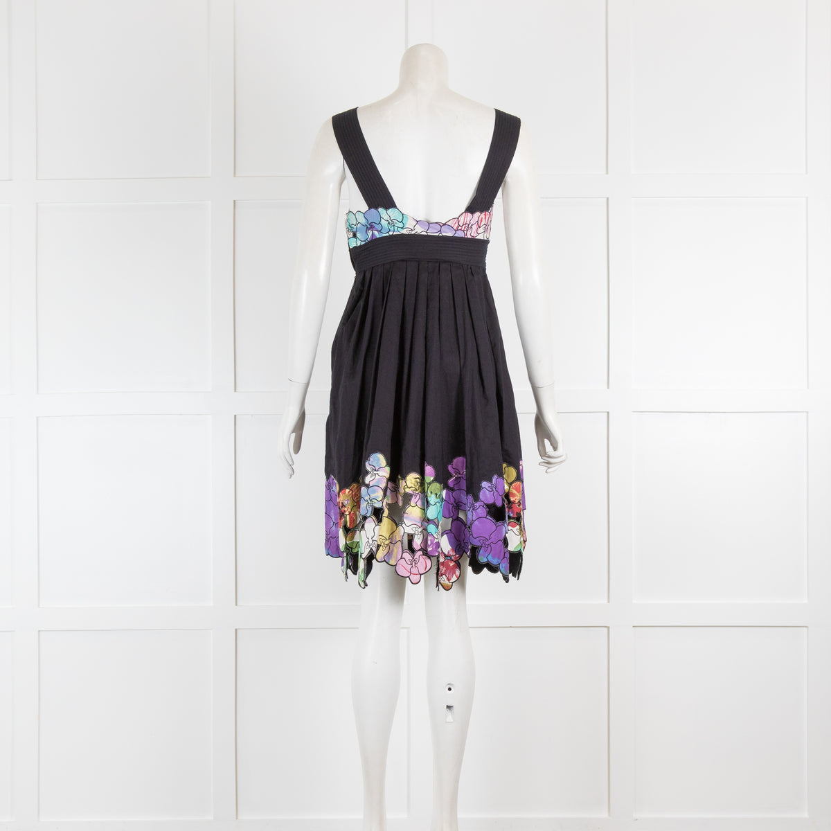 Catherine Malandrino Black Sundress with Floral Applique