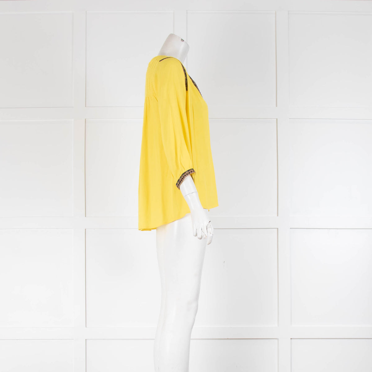 ba&sh Yellow Blouse With Embroidered Collar & Cuffs