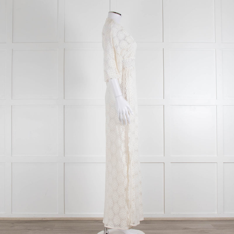 Ba&sh Cream Crochet Lace Long Dress
