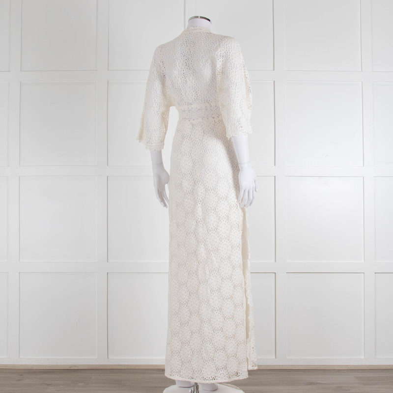 Ba&sh Cream Crochet Lace Long Dress