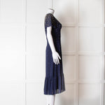 Michael By Michael Kors Navy Gold Studded Short Sleeve Dress