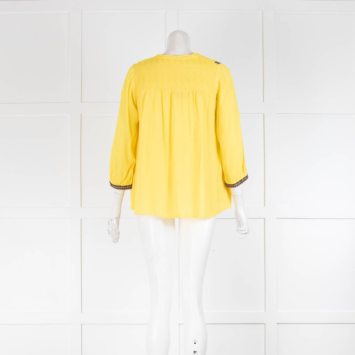 ba&sh Yellow Blouse With Embroidered Collar & Cuffs