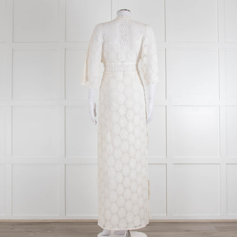 Ba&sh Cream Crochet Lace Long Dress