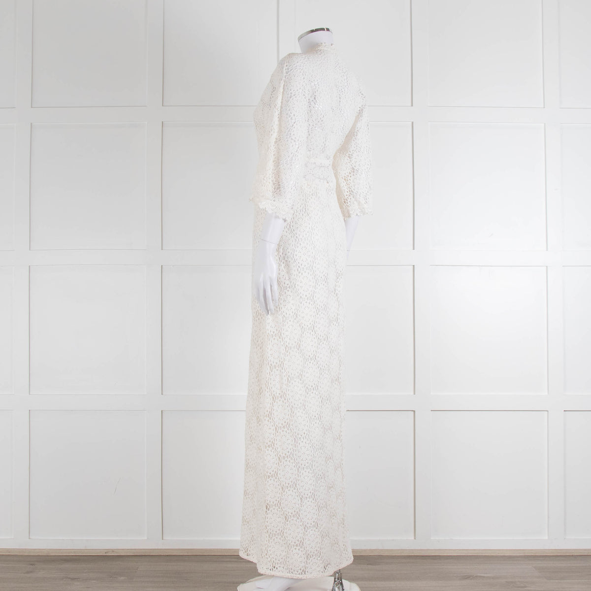 Ba&sh Cream Crochet Lace Long Dress