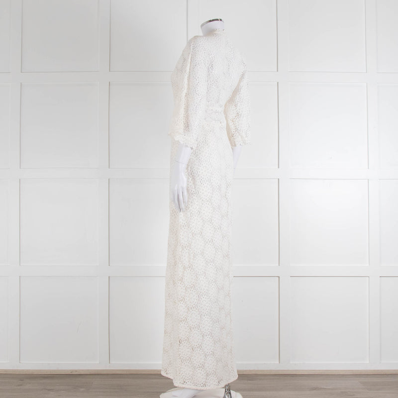 Ba&sh Cream Crochet Lace Long Dress