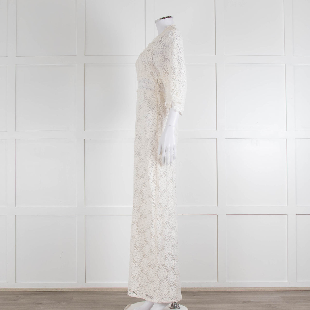 Ba&sh Cream Crochet Lace Long Dress