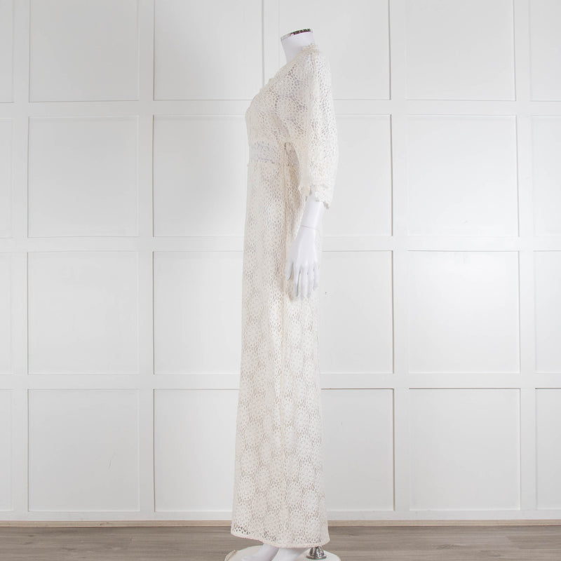 Ba&sh Cream Crochet Lace Long Dress