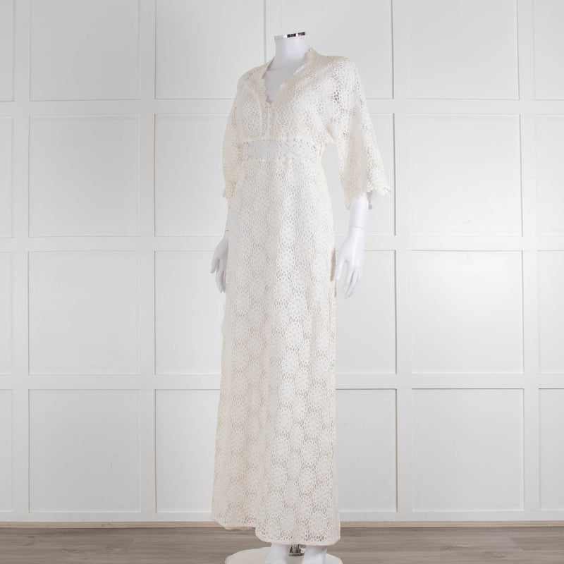 Ba&sh Cream Crochet Lace Long Dress