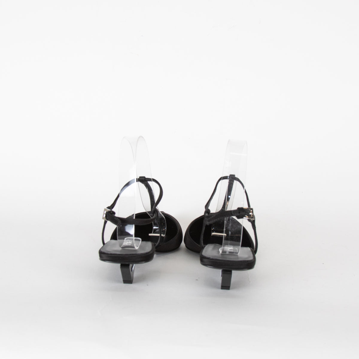 Prada Black Satin Logo Pointed-Toe Court Shoes