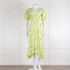 Faithful The Brand Lime Green White Puff Sleeve Dress