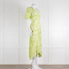 Faithful The Brand Lime Green White Puff Sleeve Dress