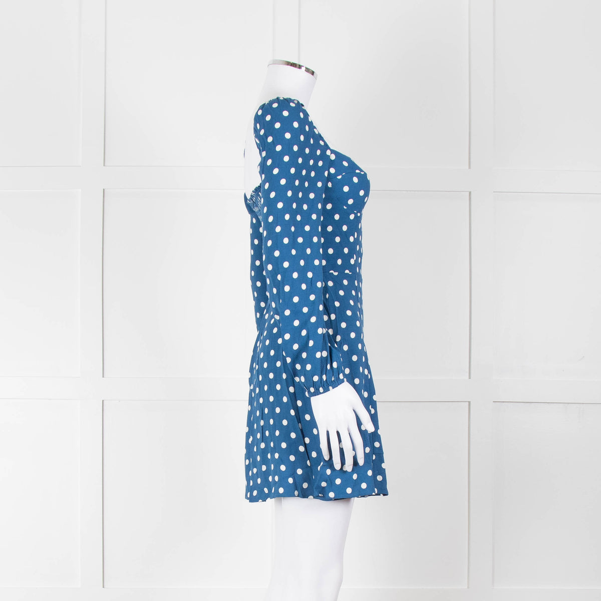 Reformation Blue Polka Dot Skater Style Mini Dress