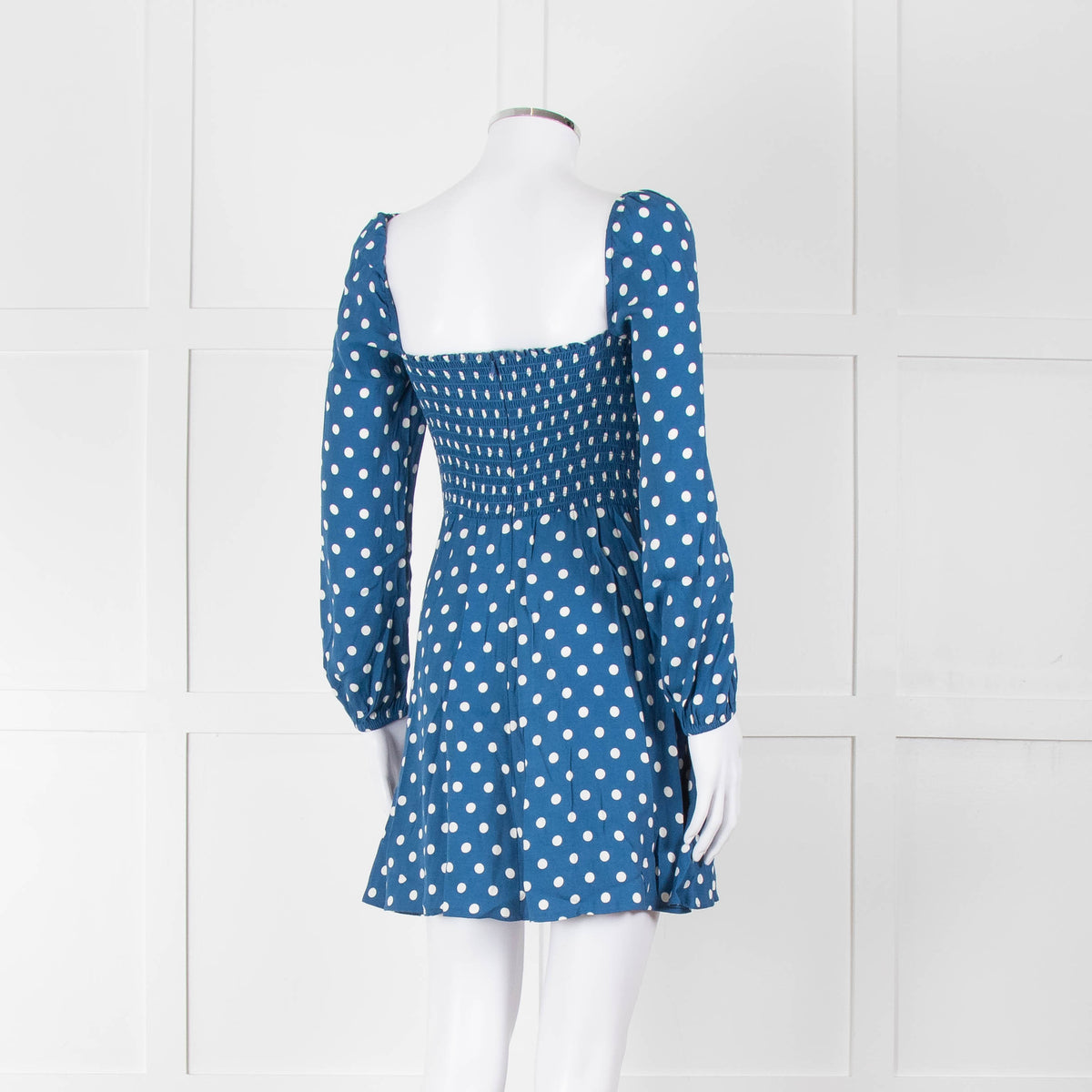 Reformation Blue Polka Dot Skater Style Mini Dress