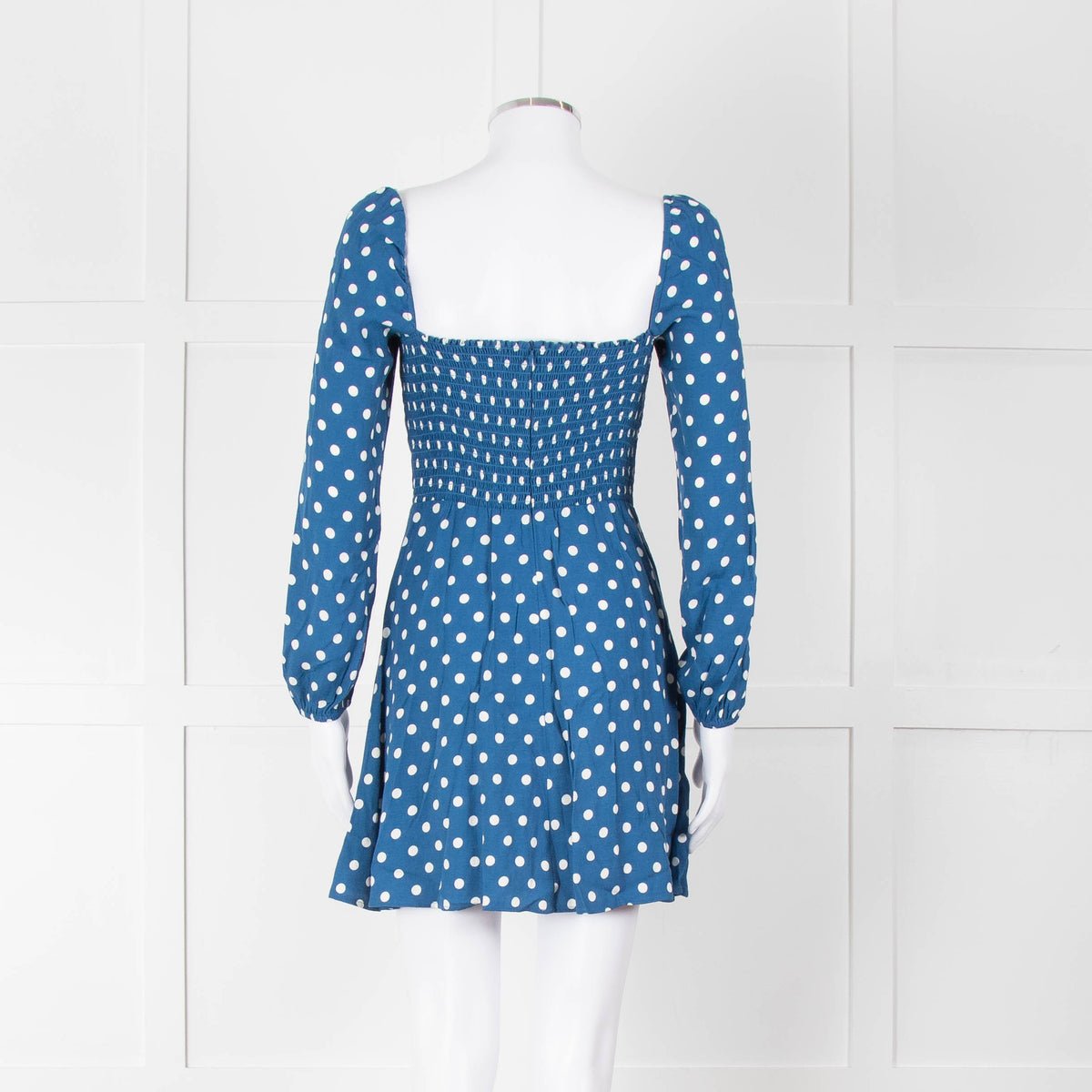 Reformation Blue Polka Dot Skater Style Mini Dress