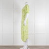 Faithful The Brand Lime Green White Puff Sleeve Dress