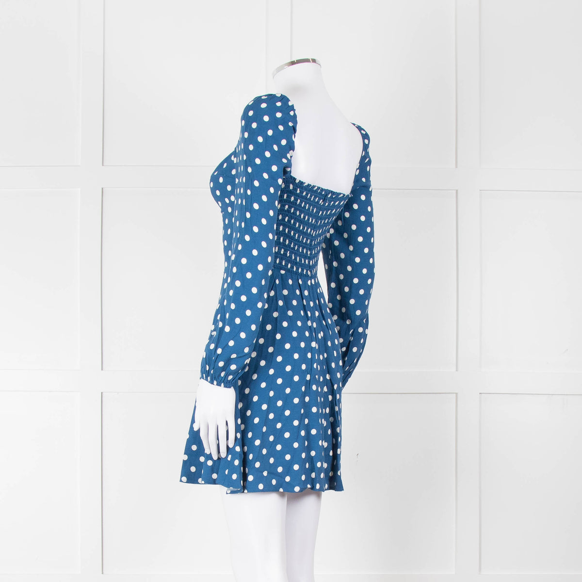 Reformation Blue Polka Dot Skater Style Mini Dress