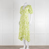 Faithful The Brand Lime Green White Puff Sleeve Dress