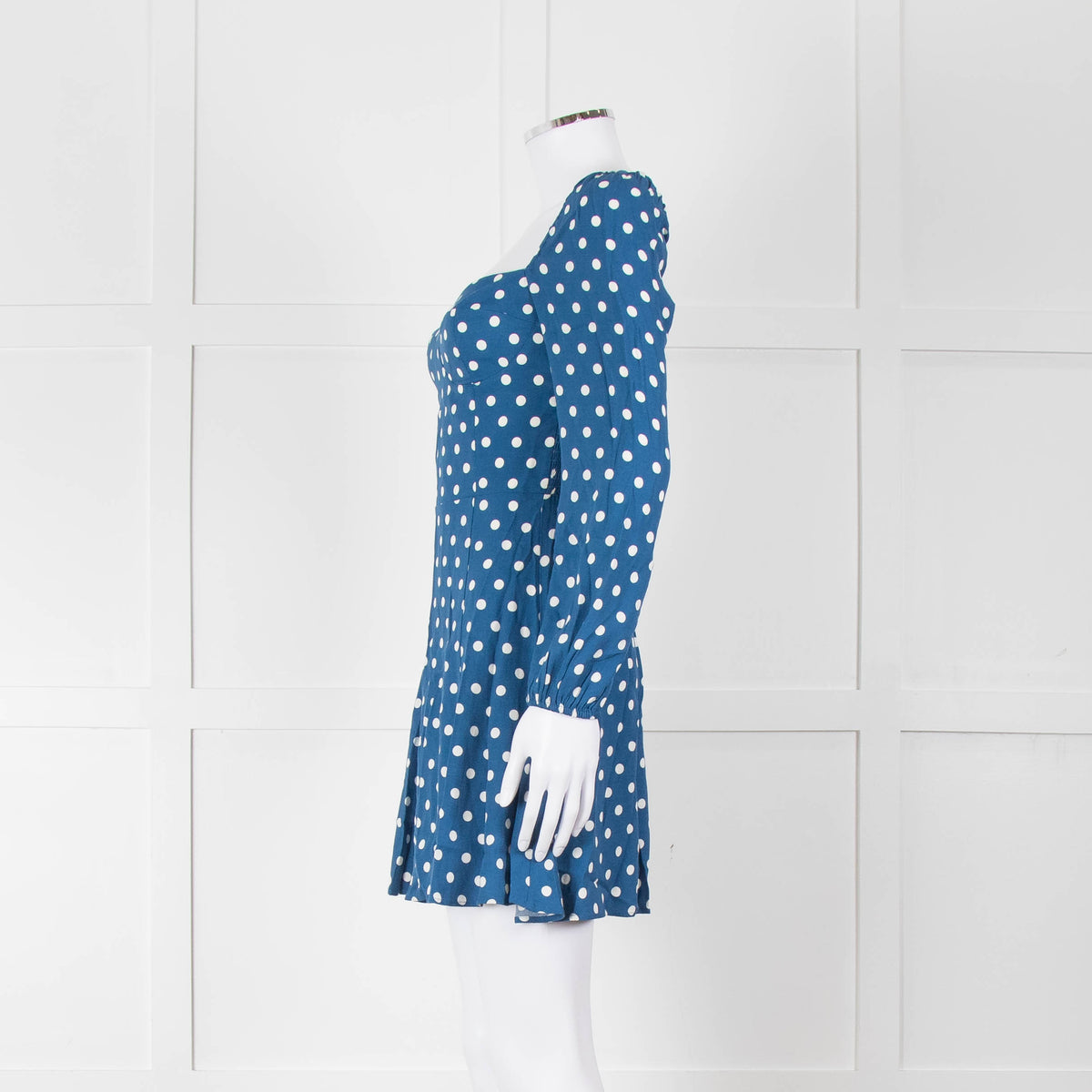 Reformation Blue Polka Dot Skater Style Mini Dress