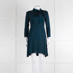 Sandro Teal Green Crystal Neck Detail Sleeved Dress