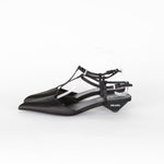 Prada Black Satin Logo Pointed-Toe Court Shoes