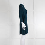 Sandro Teal Green Crystal Neck Detail Sleeved Dress