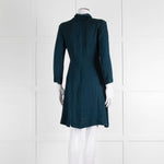 Sandro Teal Green Crystal Neck Detail Sleeved Dress