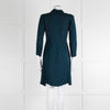 Sandro Teal Green Crystal Neck Detail Sleeved Dress