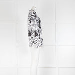 Tory Burch White/Black Floral/Silver Sequins Cotton Long Sleeve Top
