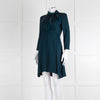 Sandro Teal Green Crystal Neck Detail Sleeved Dress