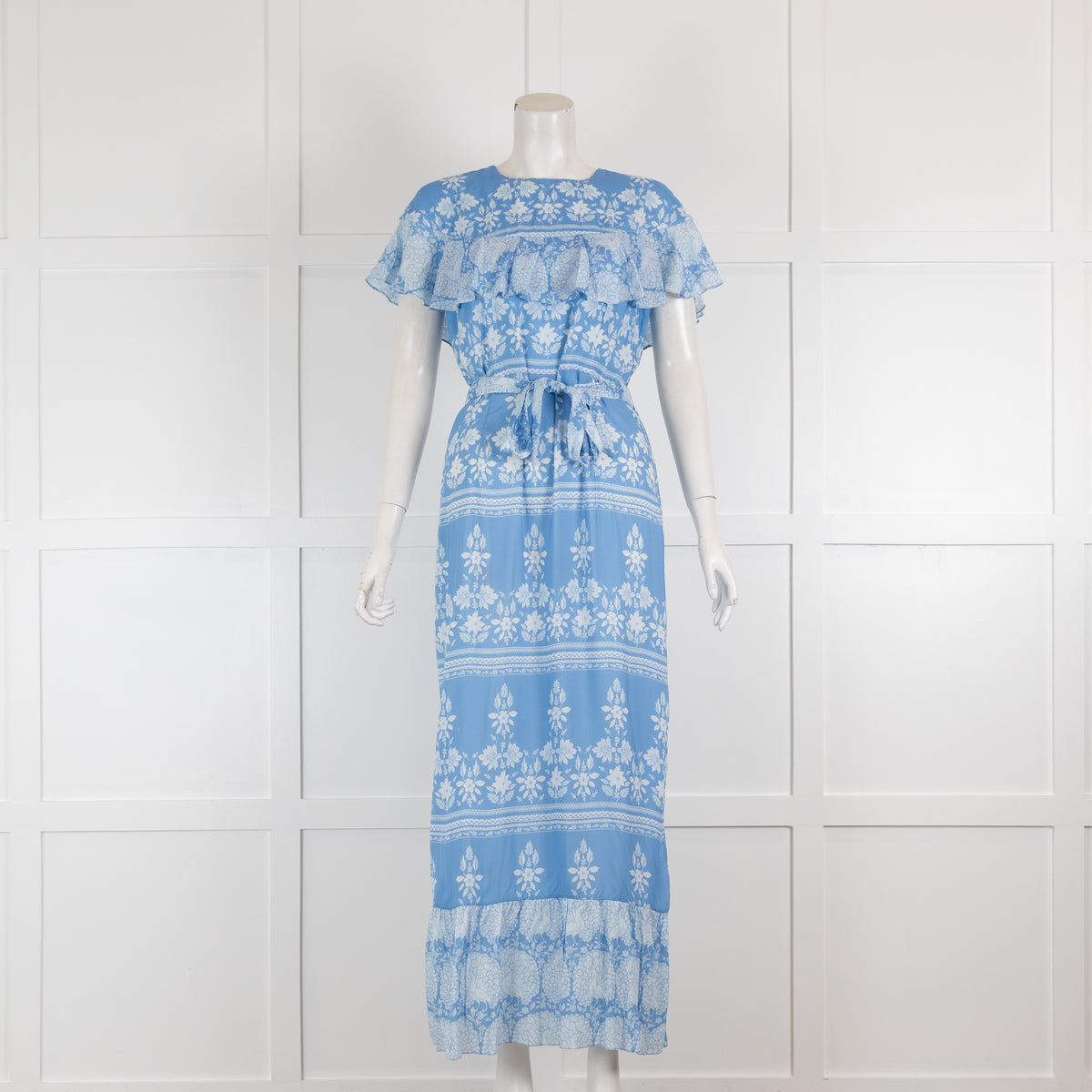 Beulah London Blue Peacock Print Dress