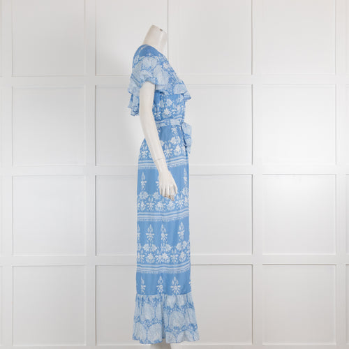 Beulah London Blue Peacock Print Dress