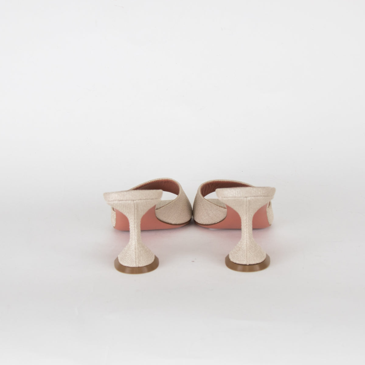 Amina Muaddi Beige Woven Lupita Slippers