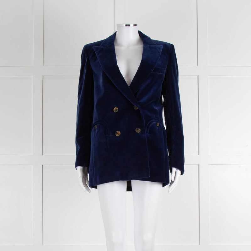 Blaze Blue Velvet Tailored Blazer Jacket
