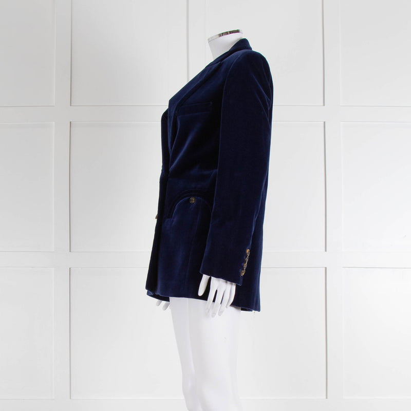 Blaze Blue Velvet Tailored Blazer Jacket