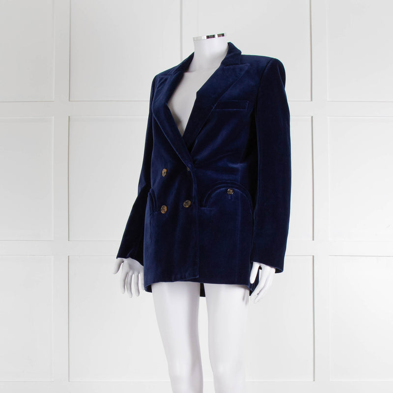 Blaze Blue Velvet Tailored Blazer Jacket