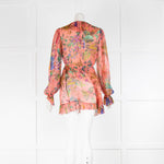 Zimmermann Pink Floral Silk L/S Shorts Jumpsuit