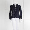 Alexander McQueen Navy White Stitch Detail Cotton Blazer Jacket