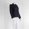Alexander McQueen Navy White Stitch Detail Cotton Blazer Jacket