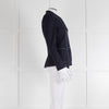 Alexander McQueen Navy White Stitch Detail Cotton Blazer Jacket