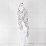 Erdem White Black Polka Dot Cut Out Shoulder Silk Top