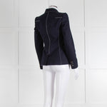Alexander McQueen Navy White Stitch Detail Cotton Blazer Jacket