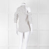 Erdem White Black Polka Dot Cut Out Shoulder Silk Top