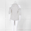 Erdem White Black Polka Dot Cut Out Shoulder Silk Top