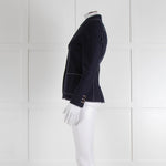 Alexander McQueen Navy White Stitch Detail Cotton Blazer Jacket